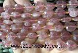 CHG302 15 inches 12mm faceted heart strawberry quartz beads