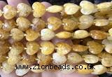 CHG305 15 inches 12mm faceted heart yellow quartz beads
