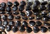 CHG320 15 inches 12mm faceted heart black obsidian beads