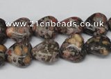 CHG35 12*12mm heart red leopard skin jasper beads wholesale