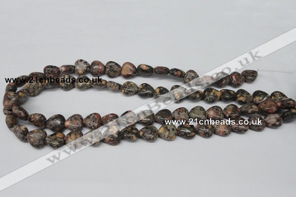 CHG35 12*12mm heart red leopard skin jasper beads wholesale