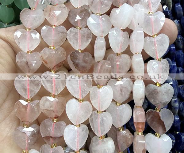 CHG352 15 inches 14mm faceted heart red quartz beads wholesale