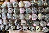 CHG373 15 inches 14mm faceted heart rhodonite gemstone beads