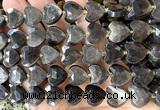 CHG376 15 inches 14mm faceted heart silver obsidian beads