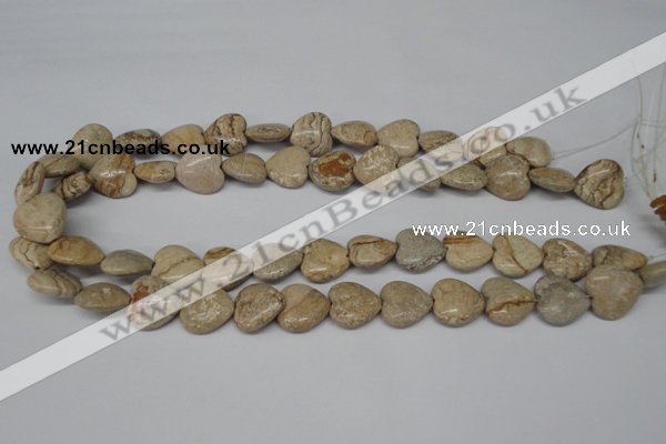 CHG41 15.5 inches 14*14mm heart picture jasper beads wholesale