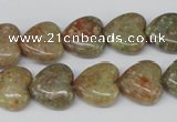 CHG45 15.5 inches 14*14mm heart New unakite gemstone beads wholesale