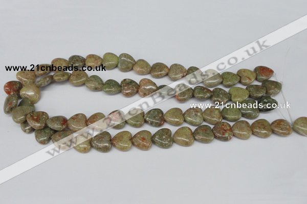 CHG45 15.5 inches 14*14mm heart New unakite gemstone beads wholesale