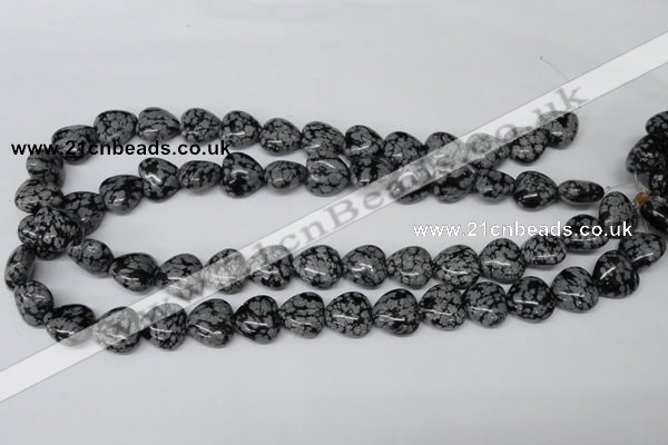 CHG50 15.5 inches 14*14mm heart snowflake obsidian beads wholesale