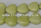 CHG52 15.5 inches 14*14mm heart lemon jade gemstone beads wholesale