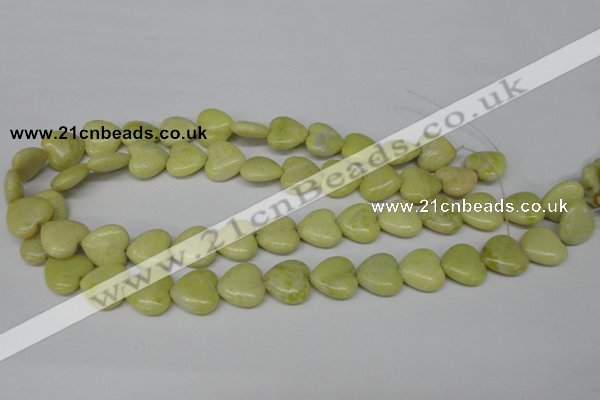 CHG52 15.5 inches 14*14mm heart lemon jade gemstone beads wholesale