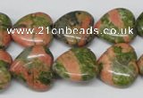 CHG60 15.5 inches 16*16mm heart unakite gemstone beads wholesale