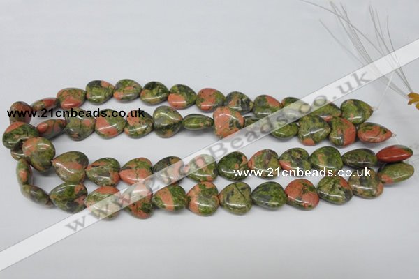 CHG60 15.5 inches 16*16mm heart unakite gemstone beads wholesale