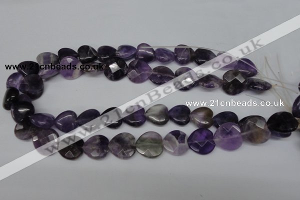 CHG97 15.5 inches 18*18mm faceted heart amethyst beads wholesale