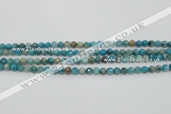 CHM211 15.5 inches 6mm faceted round blue hemimorphite beads