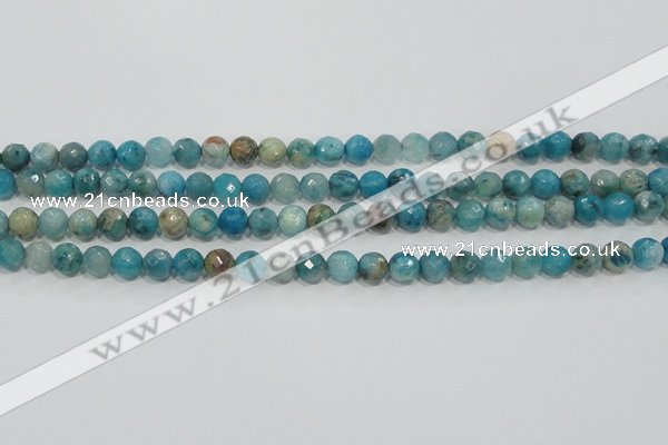 CHM212 15.5 inches 8mm faceted round blue hemimorphite beads