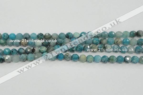 CHM213 15.5 inches 10mm faceted round blue hemimorphite beads