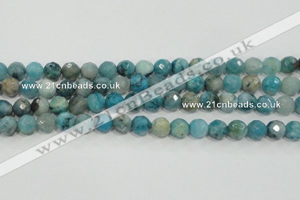 CHM215 15.5 inches 14mm faceted round blue hemimorphite beads