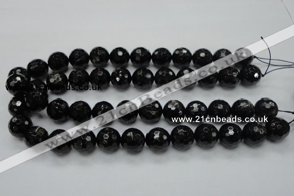 CHS06 15.5 inches 16mm faceted round natural hypersthene gemstone beads