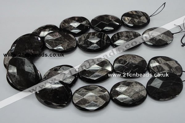 CHS10 15.5 inches 30*40mm faceted oval natural hypersthene gemstone beads