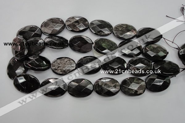 CHS16 15.5 inches 22*30mm faceted oval natural hypersthene beads