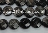 CHS18 15.5 inches 12mm faceted coin natural hypersthene beads