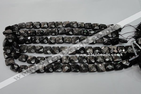 CHS26 15.5 inches 12*12mm faceted square natural hypersthene beads