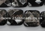 CHS28 15.5 inches 20*20mm faceted square natural hypersthene beads