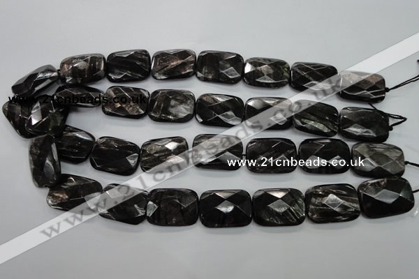 CHS39 15.5 inches 18*25mm faceted rectangle natural hypersthene beads