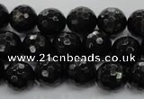 CHS47 15.5 inches 12mm faceted round natural hypersthene beads