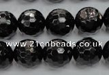 CHS48 15.5 inches 14mm faceted round natural hypersthene beads