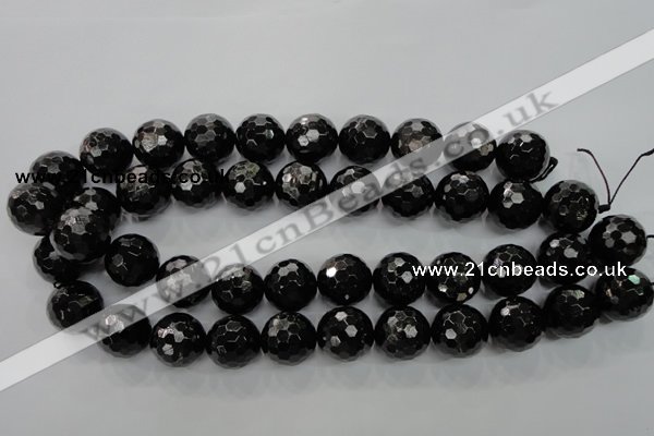 CHS50 15.5 inches 18mm faceted round natural hypersthene beads