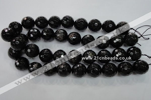 CHS51 15.5 inches 20mm faceted round natural hypersthene beads