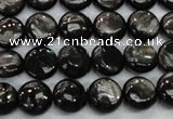 CHS60 15.5 inches 10mm flat round natural hypersthene beads