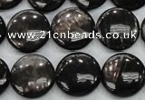 CHS63 15.5 inches 16mm flat round natural hypersthene beads