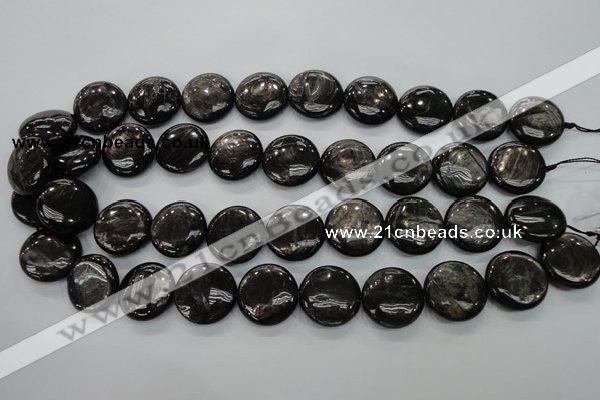 CHS65 15.5 inches 20mm flat round natural hypersthene beads