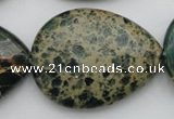 CIJ40 15.5 inches 30*40mm flat teardrop impression jasper beads wholesale