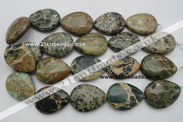 CIJ40 15.5 inches 30*40mm flat teardrop impression jasper beads wholesale