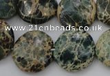 CIJ46 15.5 inches 20mm flat round impression jasper beads wholesale