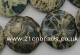 CIJ47 15.5 inches 25mm flat round impression jasper beads wholesale
