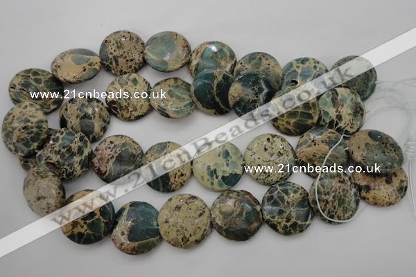 CIJ47 15.5 inches 25mm flat round impression jasper beads wholesale