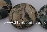 CIJ48 15.5 inches 30mm flat round impression jasper beads wholesale