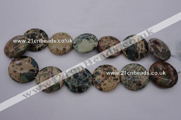 CIJ48 15.5 inches 30mm flat round impression jasper beads wholesale