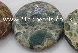 CIJ49 15.5 inches 40mm flat round impression jasper beads wholesale