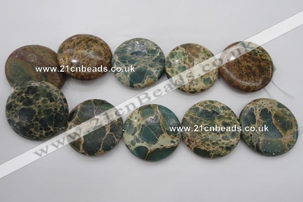 CIJ49 15.5 inches 40mm flat round impression jasper beads wholesale