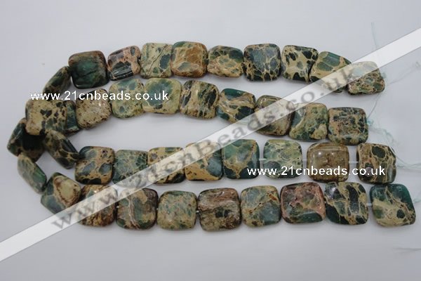 CIJ56 15.5 inches 20*20mm square impression jasper beads wholesale