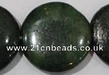 CIS18 15.5 inches 35mm flat round green iron stone beads wholesale