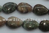 CJA03 15.5 inches 13*18mm teardrop green jasper beads wholesale