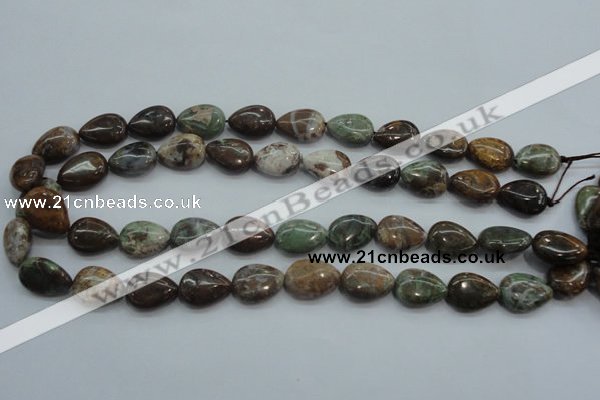 CJA03 15.5 inches 13*18mm teardrop green jasper beads wholesale