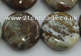 CJA07 15.5 inches 25mm coin green jasper beads wholesale