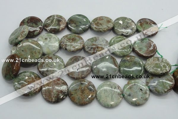 CJA08 15.5 inches 30mm coin green jasper beads wholesale